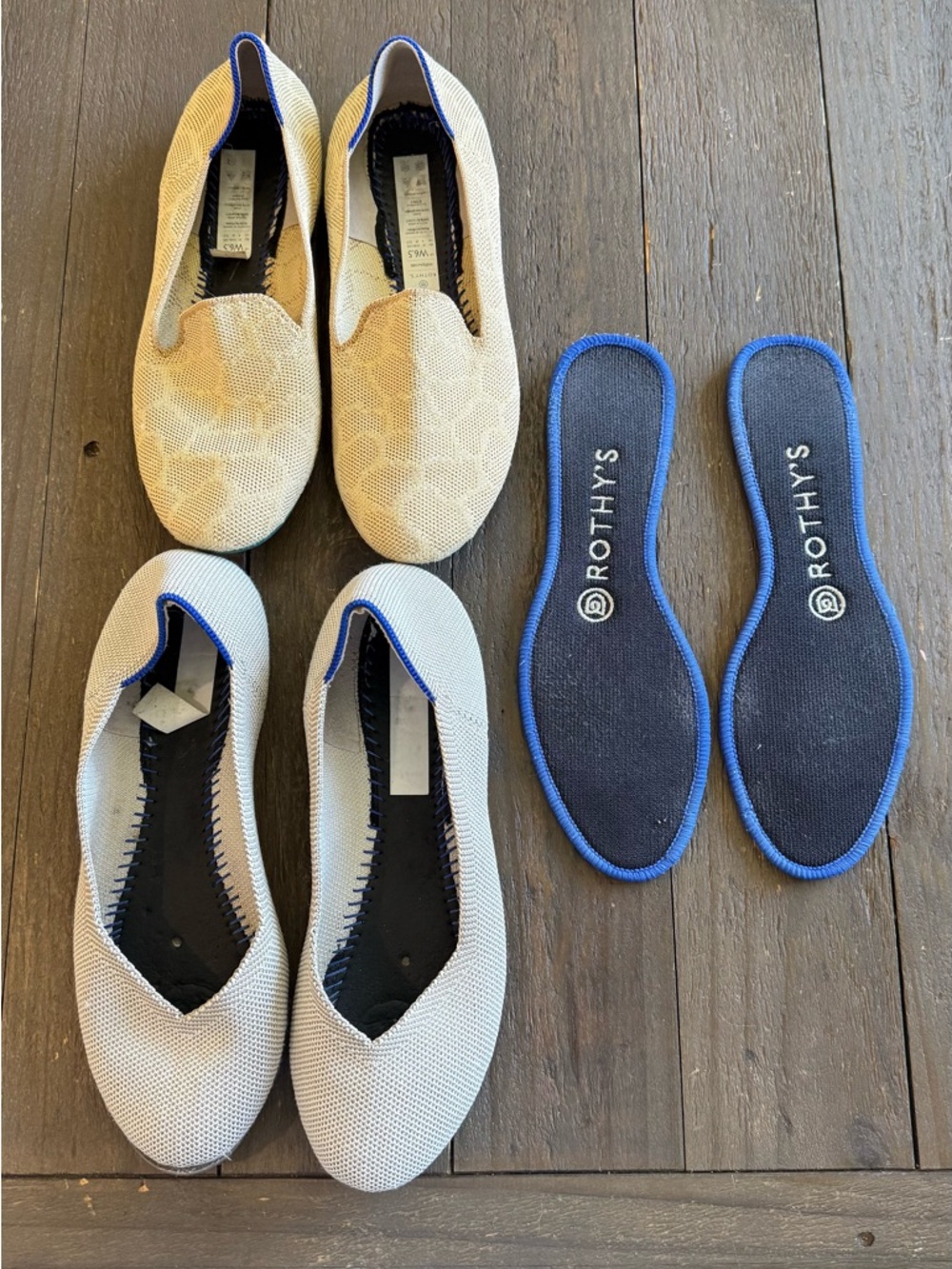 Rothy’s Flats Bundle Size 6.5 2 Pairs Beige & Grey Washable Knit Slip-On |